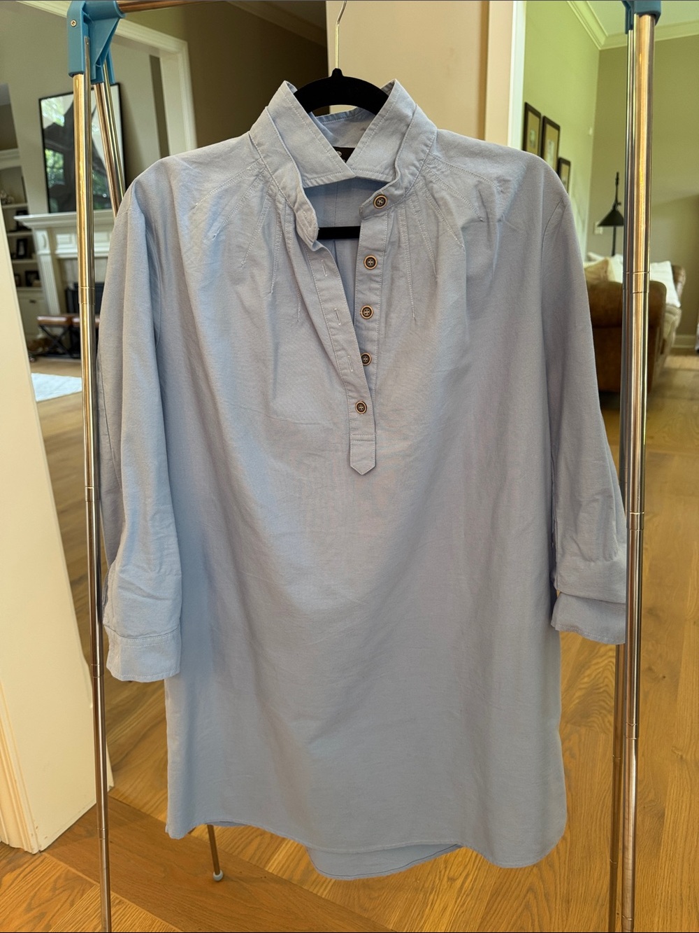 Pomander Place Light Blue Casual Button-Front Shirt Dress